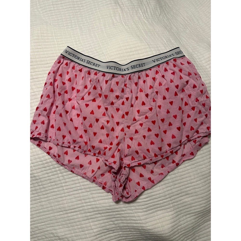 Victoria's Secret Pink Heart Print Pajama Shorts Boxers Branded Waistband Large